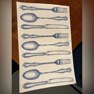 West Elm Paper Placemats Tear-off Vintage Blue Cutlery Pad 18.5” X 12.5”
